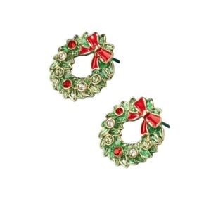 Brand New Christmas Wreath Stud Earrings